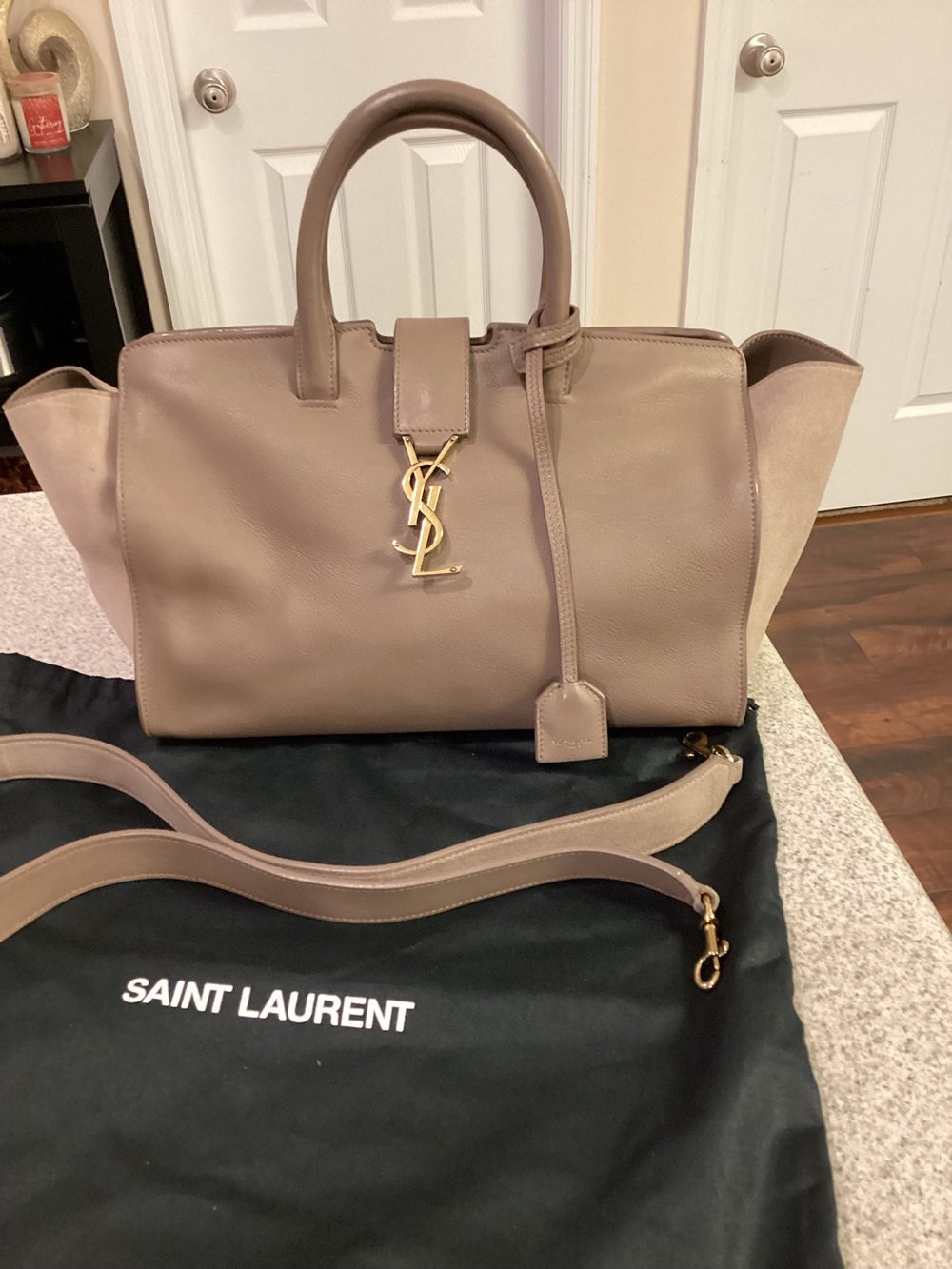 Yves Saint Laurent YSL Taupe Satchel
